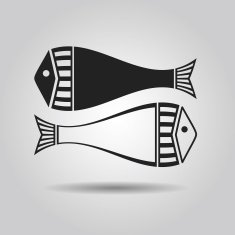 Black and white fish - Zodiac sign Pisces