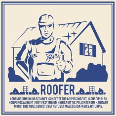 Roofer silhouette poster