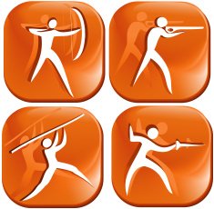 Four orange sport icons N4
