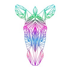 polygonal abstract zebra silhouette drawn in one continuous line