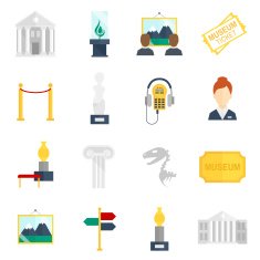 Museum icons flat N2