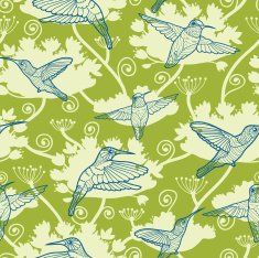 Hummingbird Garden Seamless Pattern Background N2