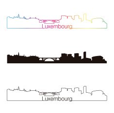 Luxembourg skyline linear style with rainbow