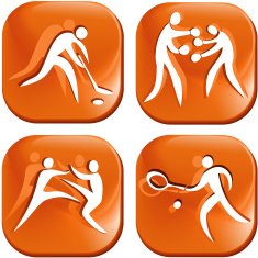 Four orange sport icons N5