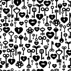 heart and keys seamless pattern