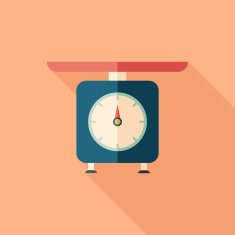 Retro scales flat square icon with long shadows N2