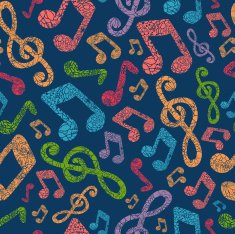 Detailed Musical Notes Silhouettes Seamless Pattern Background