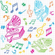 Seamless music background with gramophone N2