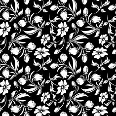 Seamless black and white floral pattern Vector illustration N2