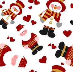Santa Claus and snowman seamless texture 66
