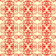 red flower ornament on yellow background N2