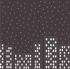 Silhouette of the night city Stars and sky
