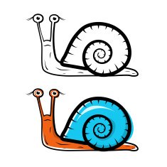 Snail Illustration - Outlined and Colored N2