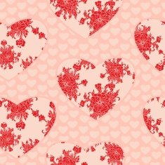 Seamless vector floral pattern with hearts in chinese style