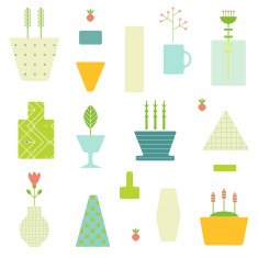 Abstract seamless pattern with flower pots in vector N7