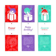 Set of stylish banners with present background and gift box N2