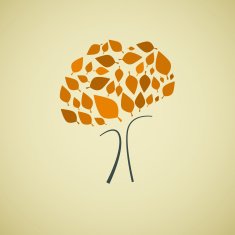 Abstract Vector Tree Symbol with Orange Leaves