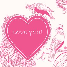 Love Heart Card with Birds and Flowers N4