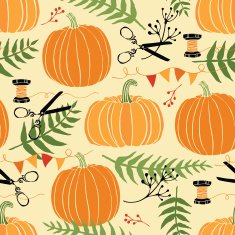 Festive decoration pumpkins and ferns N2