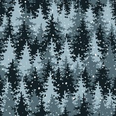 Heavy snow in the pine forest