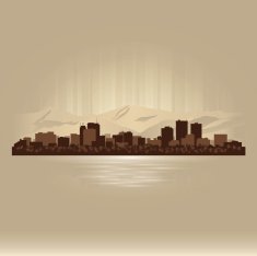 Anchorage Alaska brown skyline city silhouette