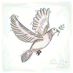 Hand drawn peace dove symbol with texture background EPS10 file