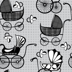 seamless illustration retro buggy on gray background N2