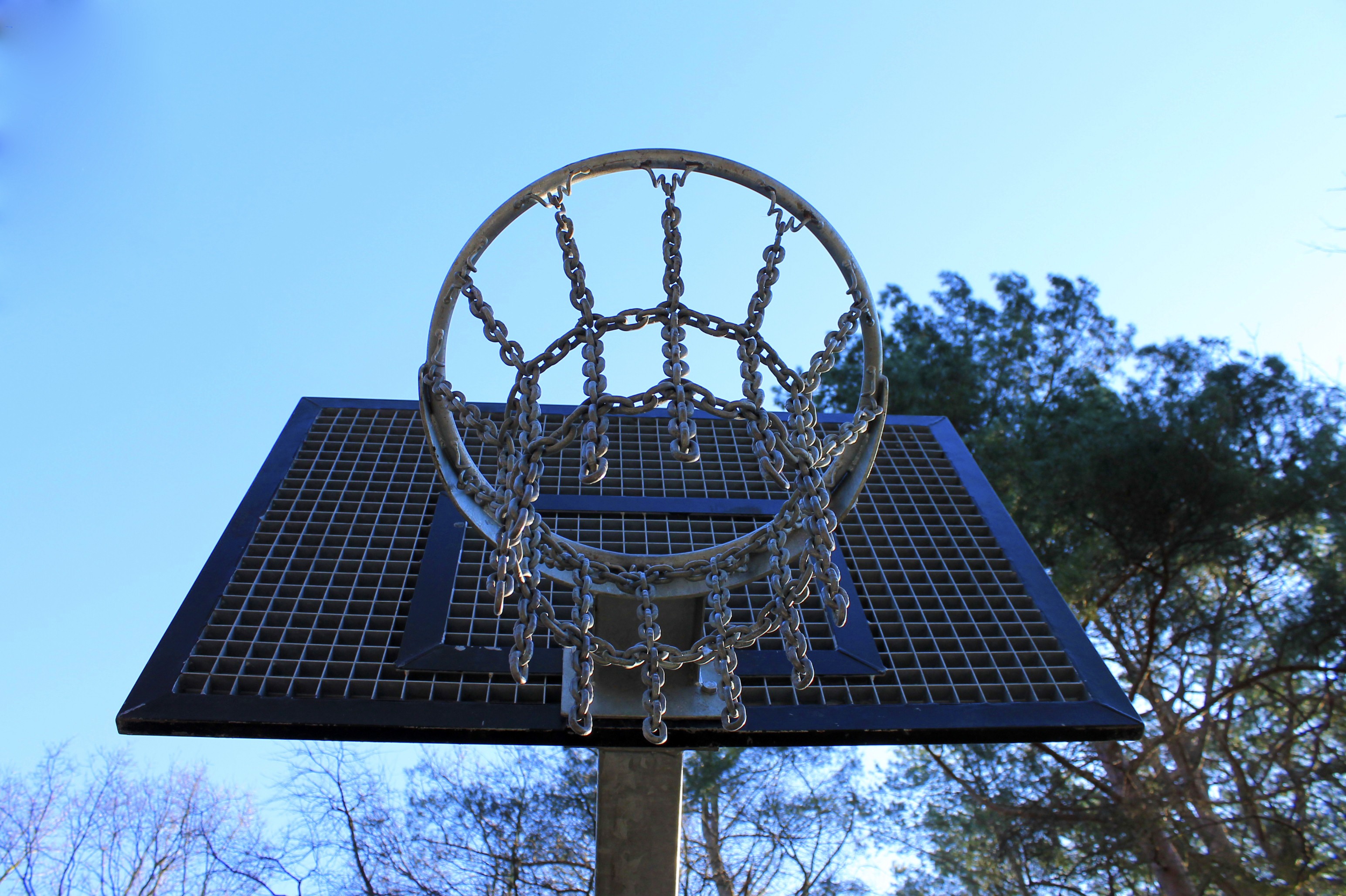 Bottom view of the basketball ring free image download