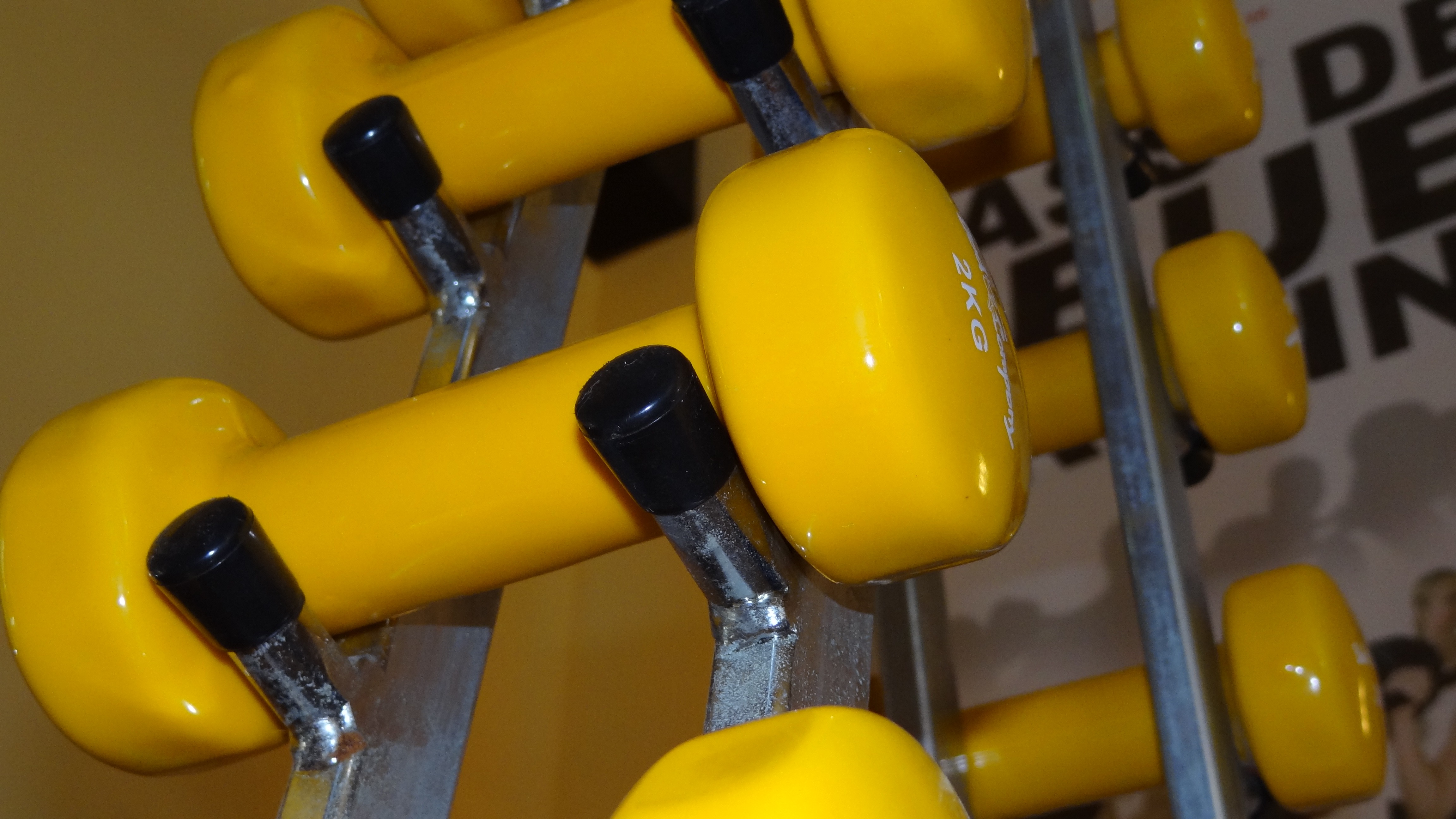 Yellow dumbbells for fitness free image download