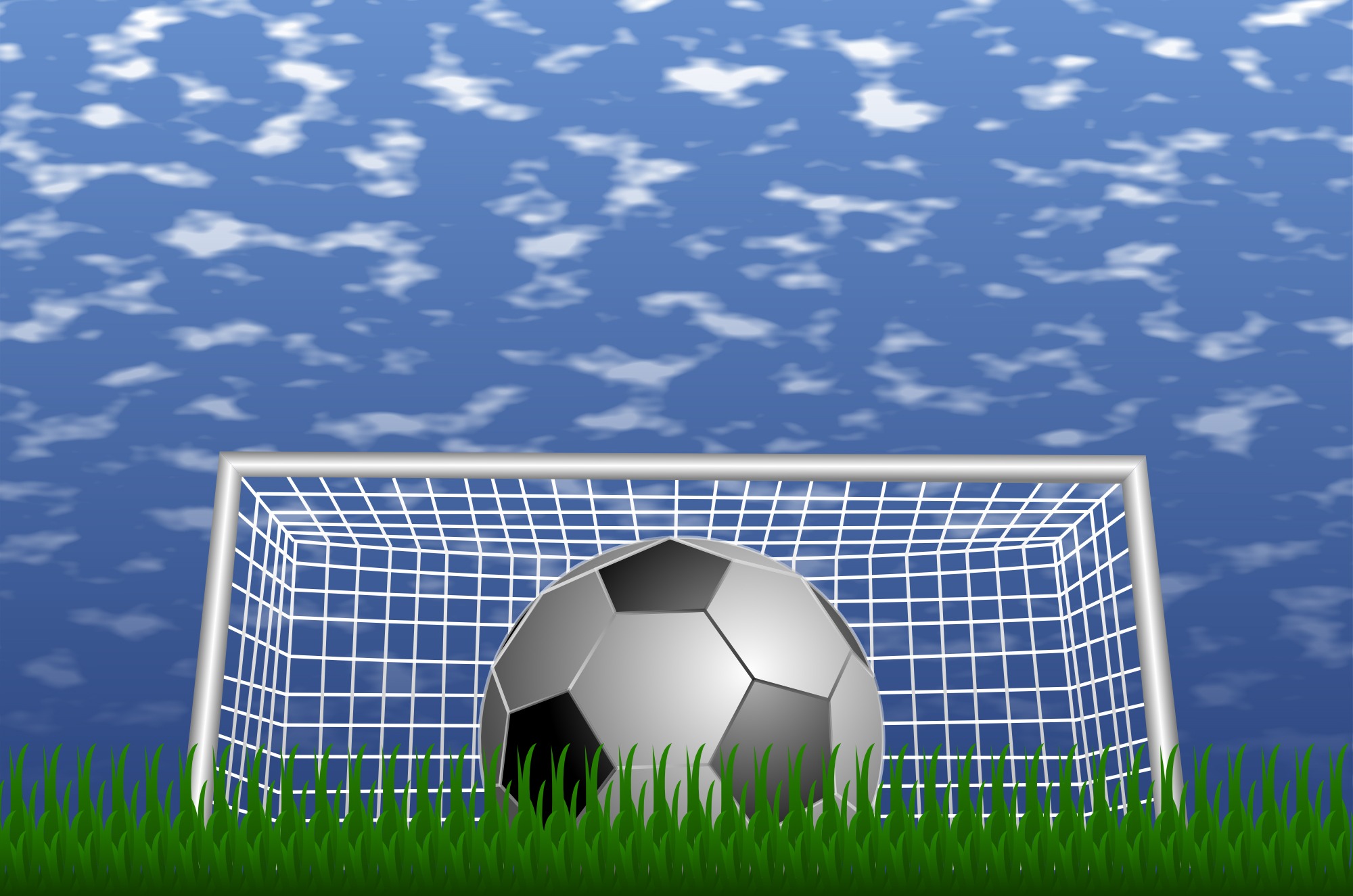 Soccer Ball At The Gate And Blue Sky As A Drawing Free Image Download