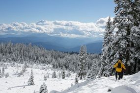 skiing in the beautiful mountains