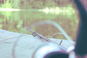 fishing in the lake in spring