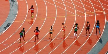 panorama of runners at the large stadium