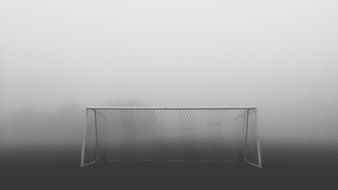 gray football field with a goal