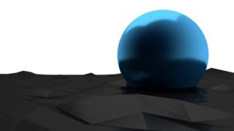 blue ball on dark surface, abstract illustration