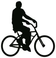 silhouette of a man on a bicycle on a white background