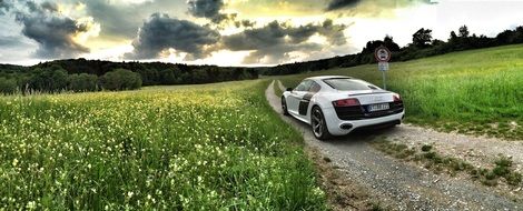 Sport car audi r8 in countryside