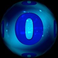 the number zero on the blue ball