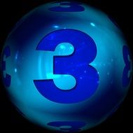 number three on a blue ball