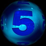 number five on a blue ball
