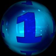 number one on a blue ball