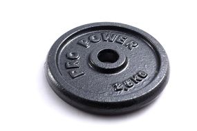 Black weight disc on a white background