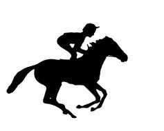 jockey on horse, black silhouette