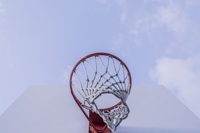 bottom view of a basketball basket