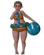 clipart,a girl in a swimsuit is with an inflatable ball