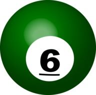 green billiard ball with number 6 on side
