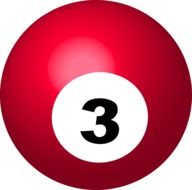 red billiard ball with number three