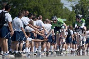 cyclists at the finish