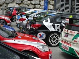 parked race cars in Salzburg