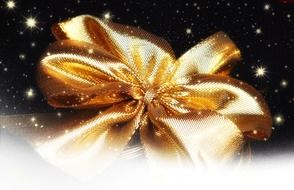 golden fabric bow, christmas decoration